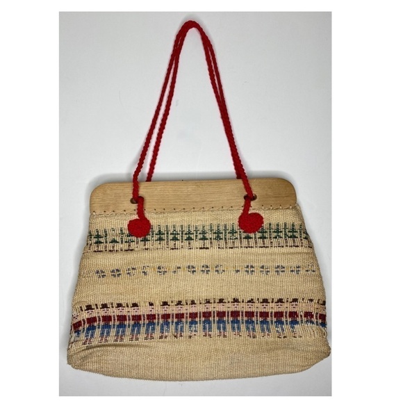 Vintage Hand Woven And Wood Purse by Dorothy Fitzgerald - Picture 1 of 10